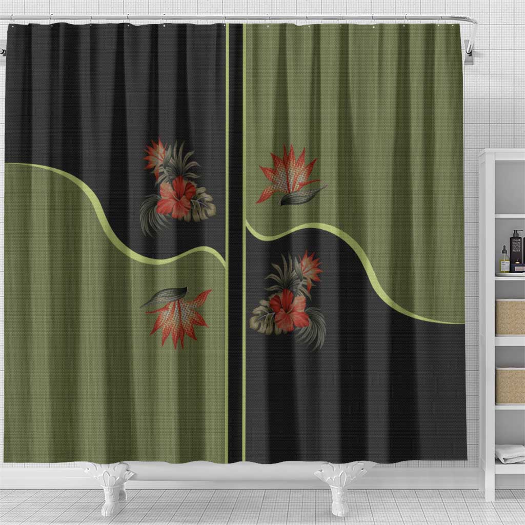Western Yoke Shower Curtain Tropical Hibiscus Cowboy Style - Wonder Print Shop