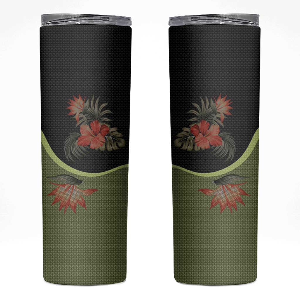 Western Yoke Skinny Tumbler Tropical Hibiscus Cowboy Style - Wonder Print Shop