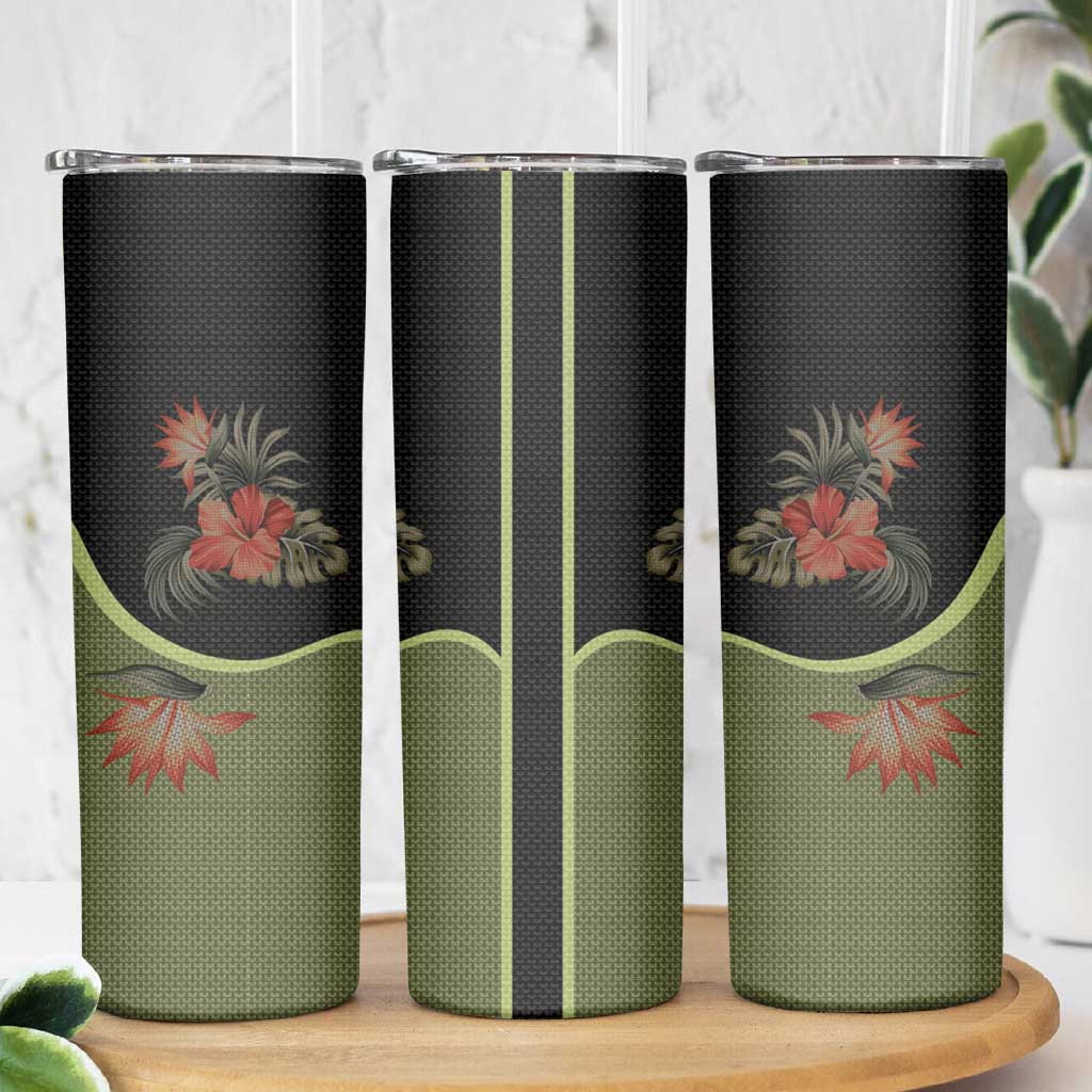 Western Yoke Skinny Tumbler Tropical Hibiscus Cowboy Style - Wonder Print Shop