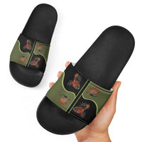 Western Yoke Slide Sandals Tropical Hibiscus Cowboy Style - Wonder Print Shop