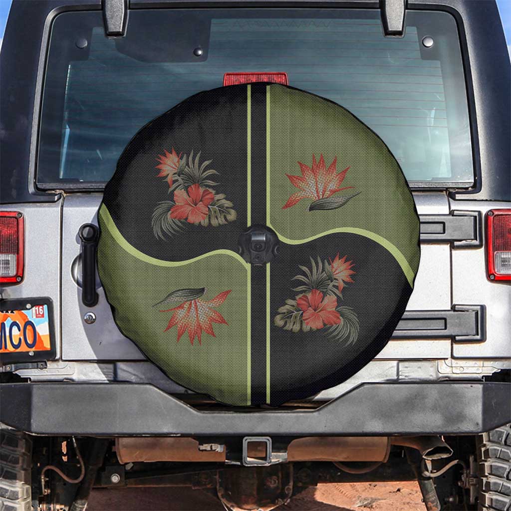 Western Yoke Spare Tire Cover Tropical Hibiscus Cowboy Style - Wonder Print Shop