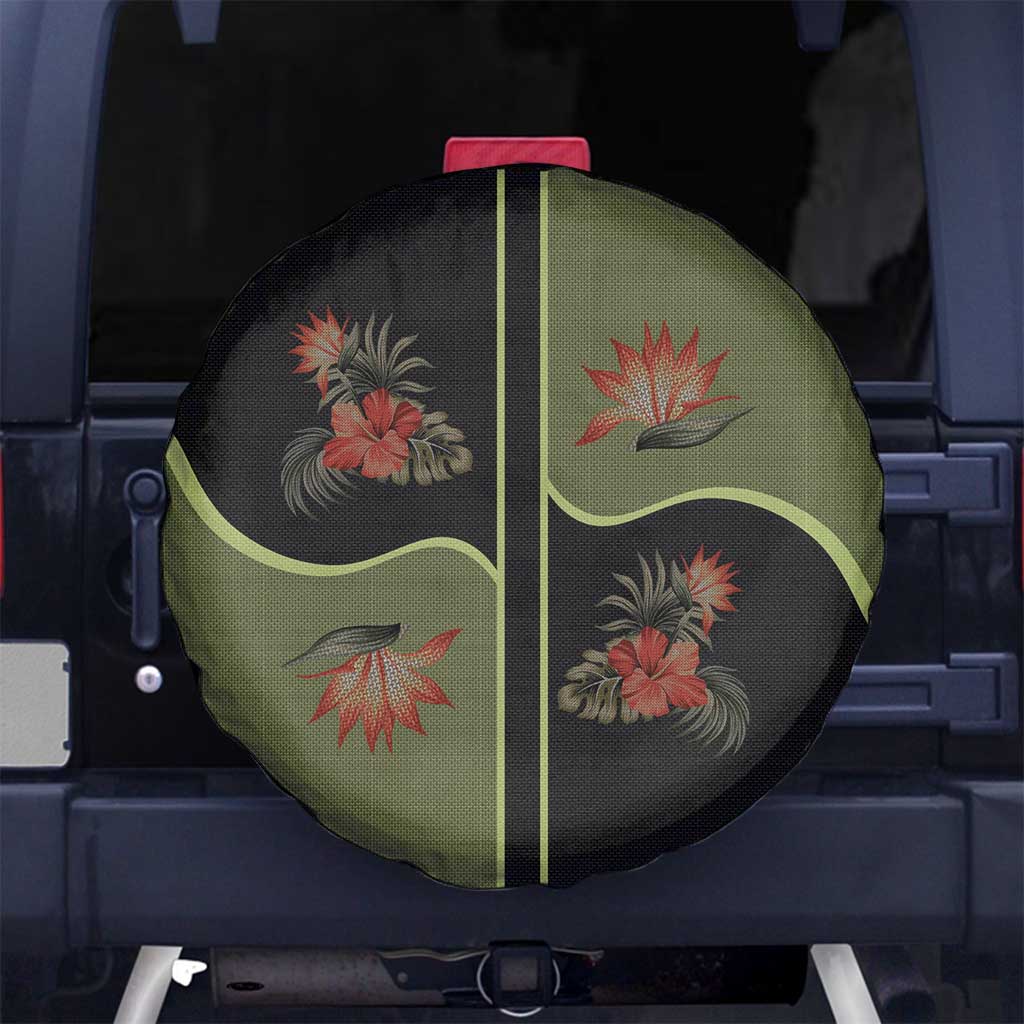 Western Yoke Spare Tire Cover Tropical Hibiscus Cowboy Style - Wonder Print Shop