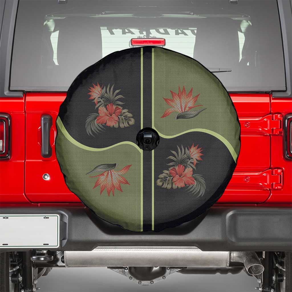 Western Yoke Spare Tire Cover Tropical Hibiscus Cowboy Style - Wonder Print Shop