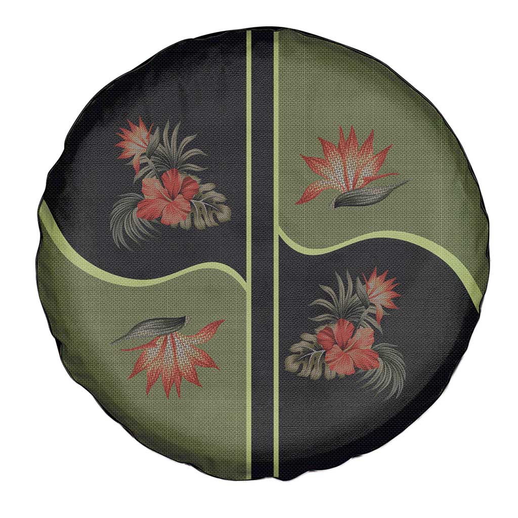 Western Yoke Spare Tire Cover Tropical Hibiscus Cowboy Style - Wonder Print Shop