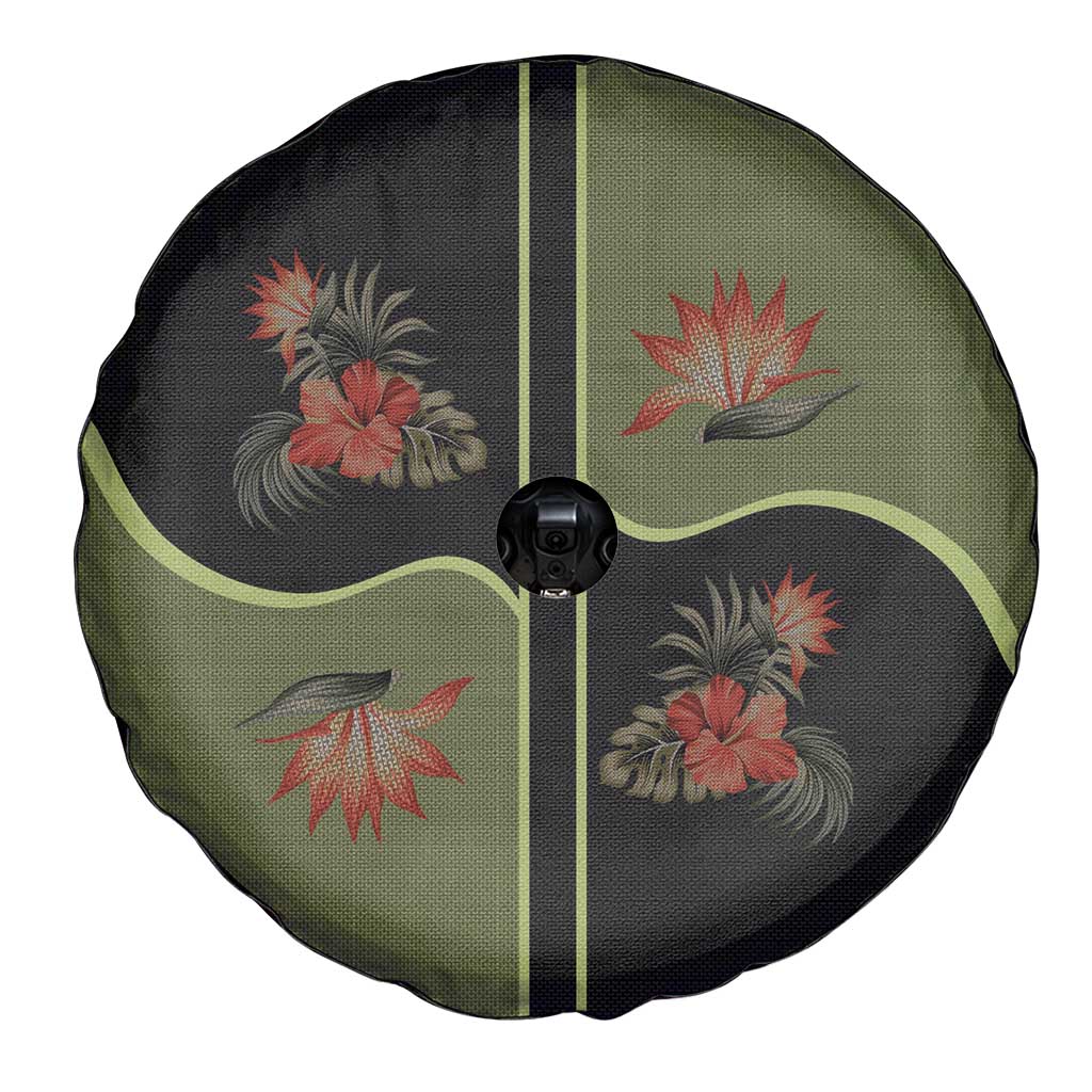 Western Yoke Spare Tire Cover Tropical Hibiscus Cowboy Style - Wonder Print Shop