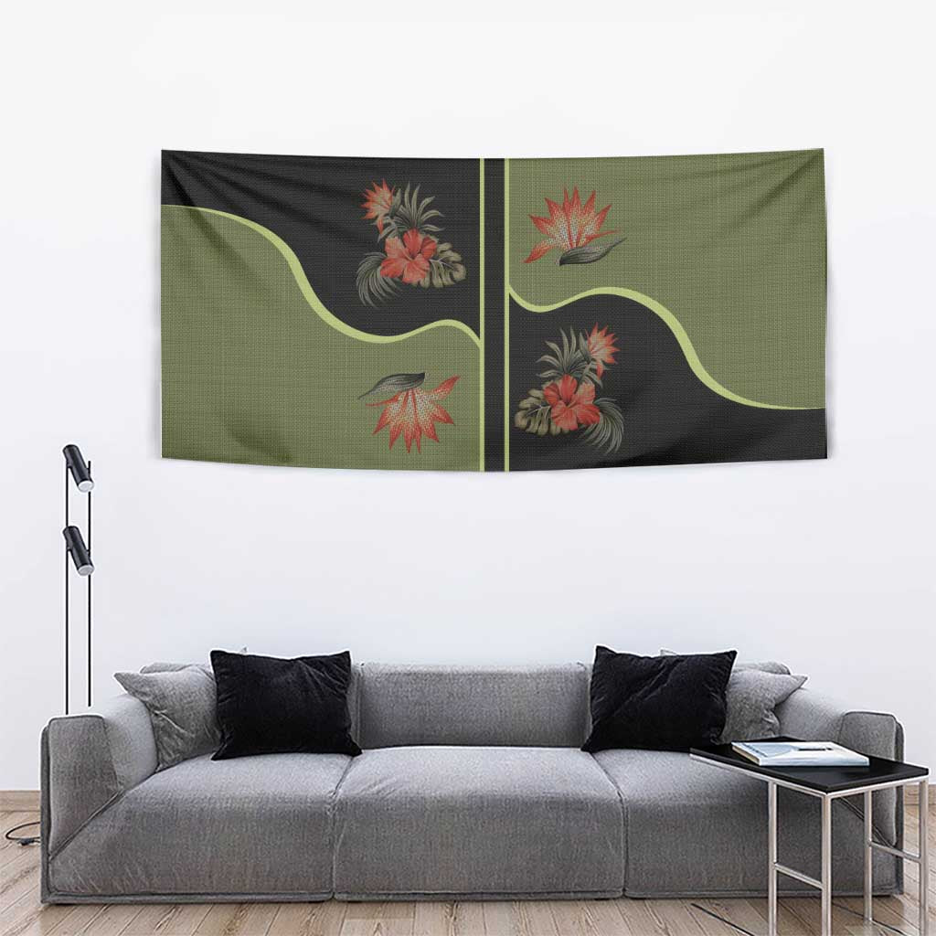 Western Yoke Tapestry Tropical Hibiscus Cowboy Style - Wonder Print Shop