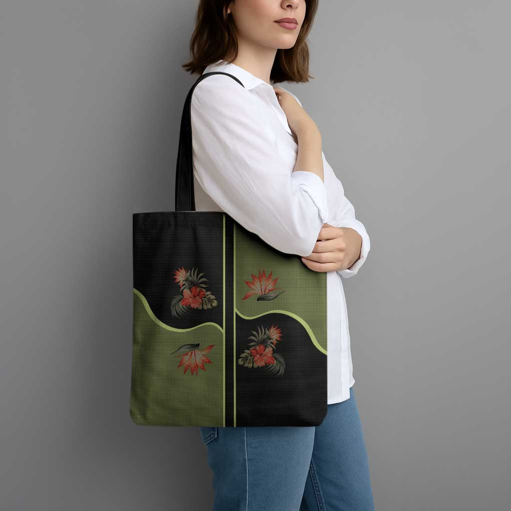 Western Yoke Tote Bag Tropical Hibiscus Cowboy Style - Wonder Print Shop