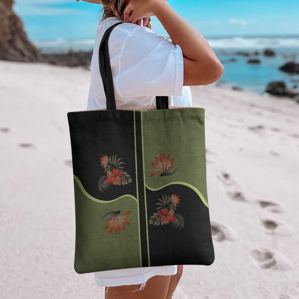 Western Yoke Tote Bag Tropical Hibiscus Cowboy Style - Wonder Print Shop