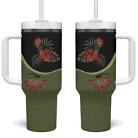 Western Yoke Tumbler With Handle Tropical Hibiscus Cowboy Style - Wonder Print Shop