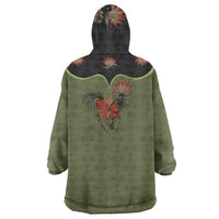 Western Yoke Wearable Blanket Hoodie Tropical Hibiscus Cowboy Style - Wonder Print Shop