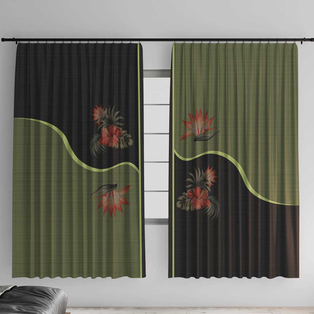 Western Yoke Window Curtain Tropical Hibiscus Cowboy Style - Wonder Print Shop