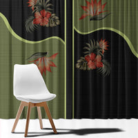 Western Yoke Window Curtain Tropical Hibiscus Cowboy Style - Wonder Print Shop