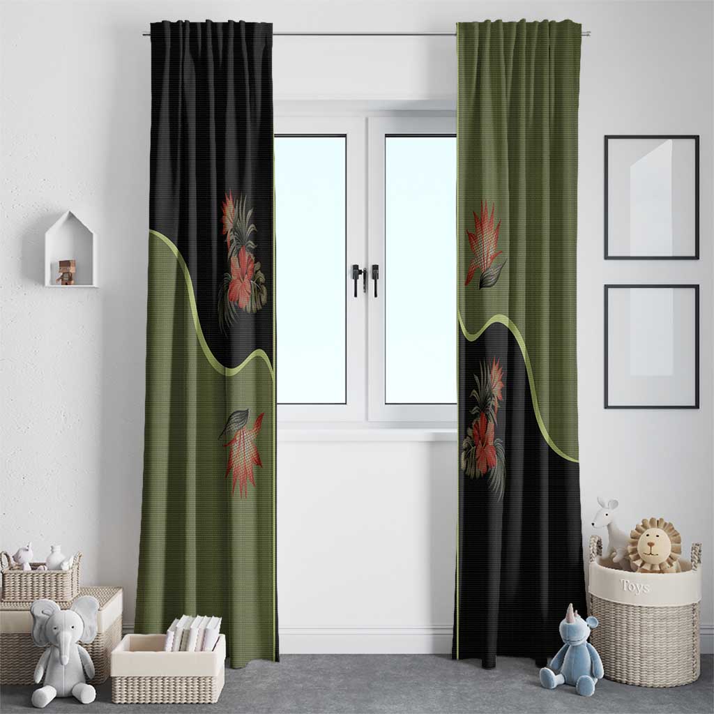 Western Yoke Window Curtain Tropical Hibiscus Cowboy Style - Wonder Print Shop