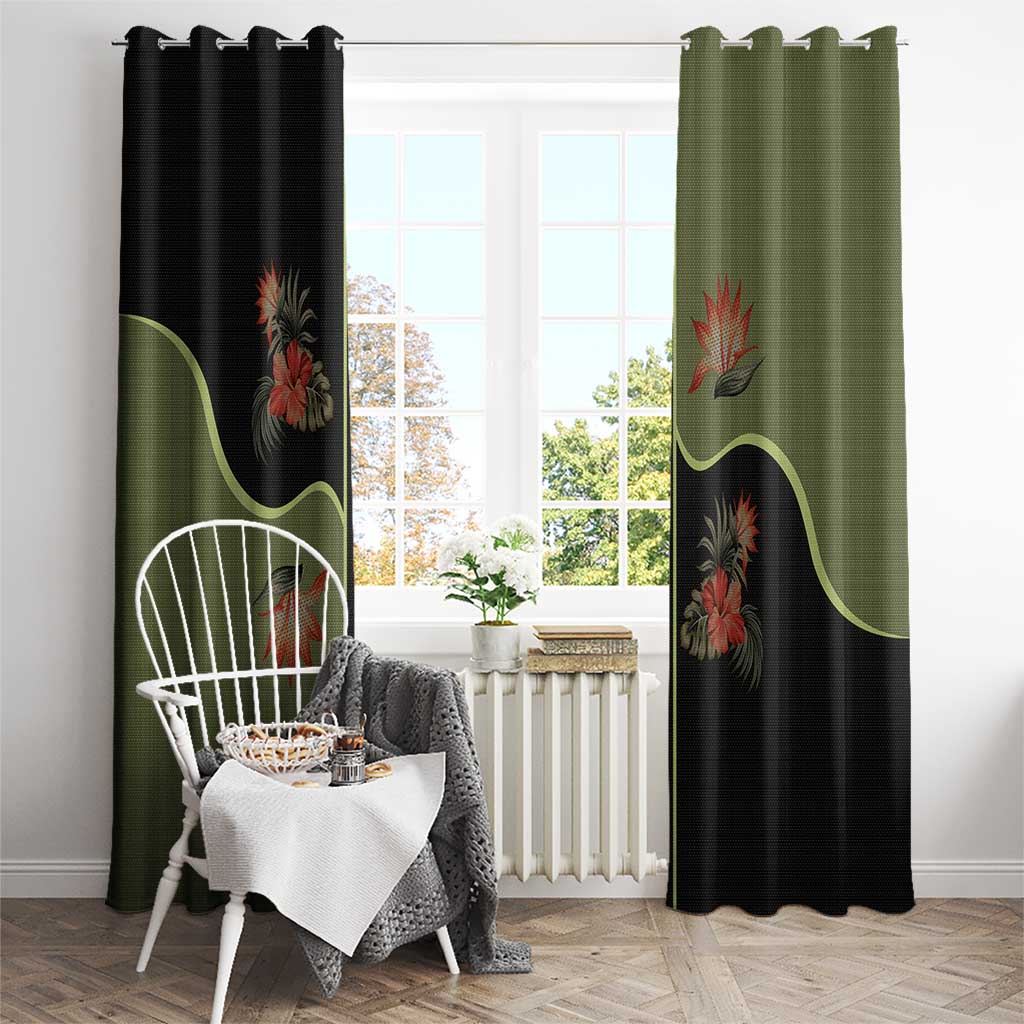 Western Yoke Window Curtain Tropical Hibiscus Cowboy Style - Wonder Print Shop
