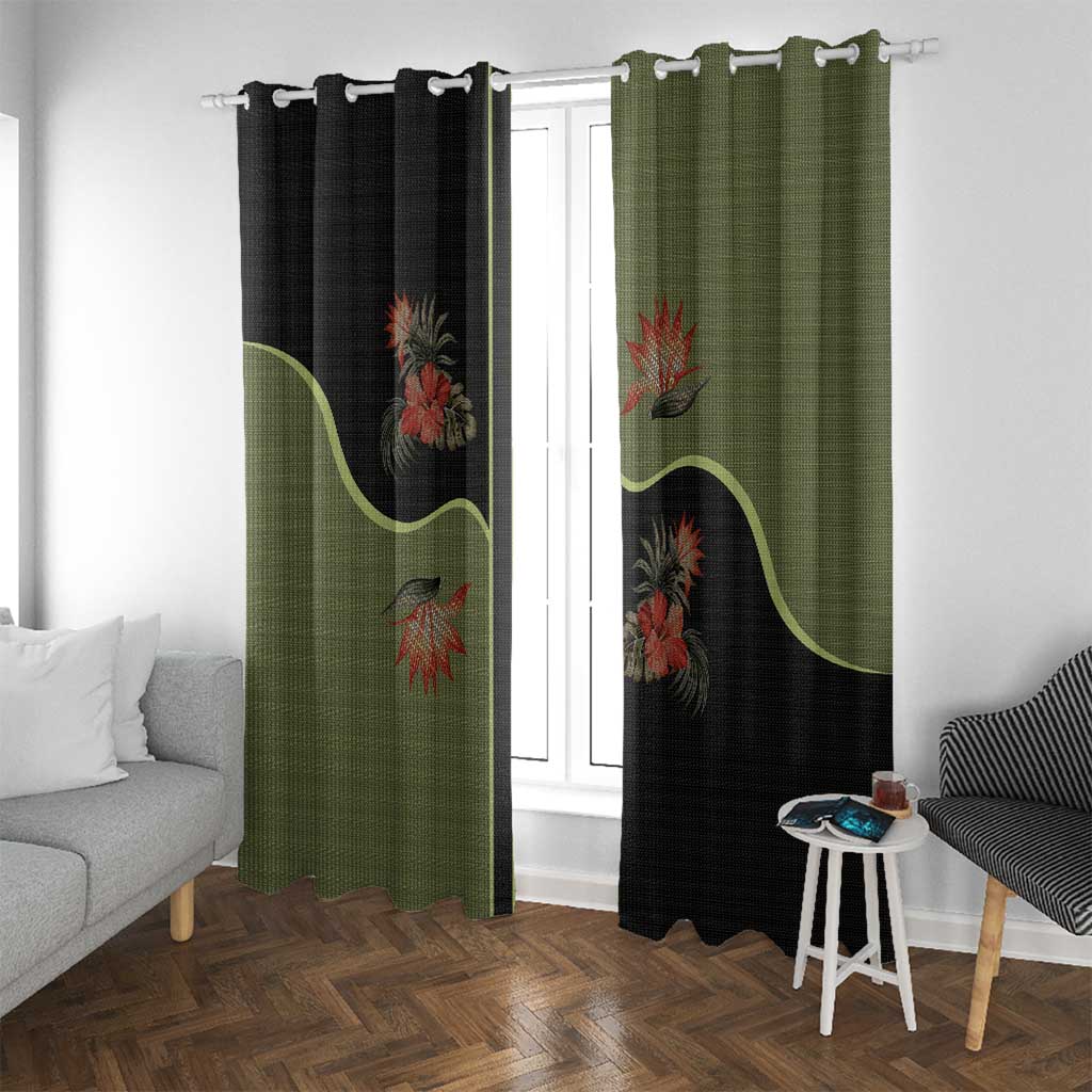 Western Yoke Window Curtain Tropical Hibiscus Cowboy Style - Wonder Print Shop