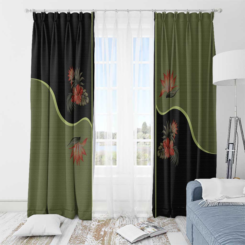 Western Yoke Window Curtain Tropical Hibiscus Cowboy Style - Wonder Print Shop
