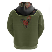 Western Yoke Zip Hoodie Tropical Hibiscus Cowboy Style - Wonder Print Shop