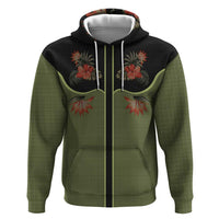 Western Yoke Zip Hoodie Tropical Hibiscus Cowboy Style - Wonder Print Shop