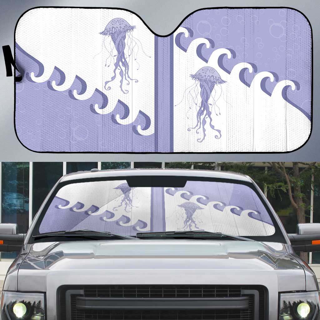 Western Yoke Auto Sun Shade Jellyfish And Water Bubbles Cowboy Style - Wonder Print Shop
