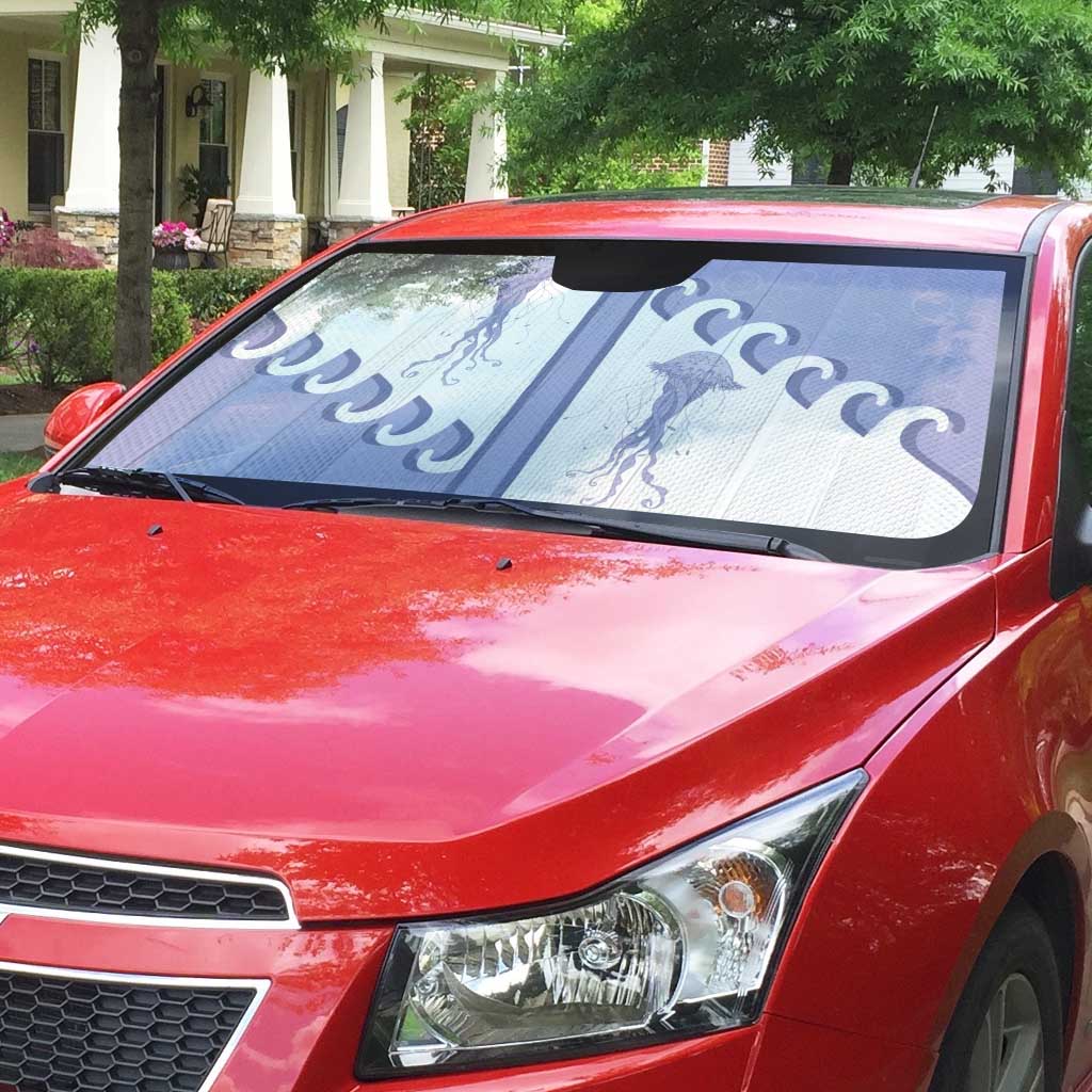 Western Yoke Auto Sun Shade Jellyfish And Water Bubbles Cowboy Style - Wonder Print Shop