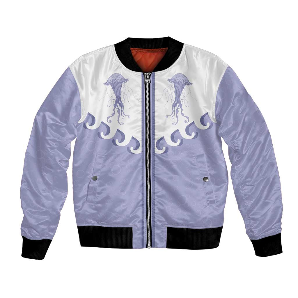 Western Yoke Bomber Jacket Jellyfish And Water Bubbles Cowboy Style - Wonder Print Shop