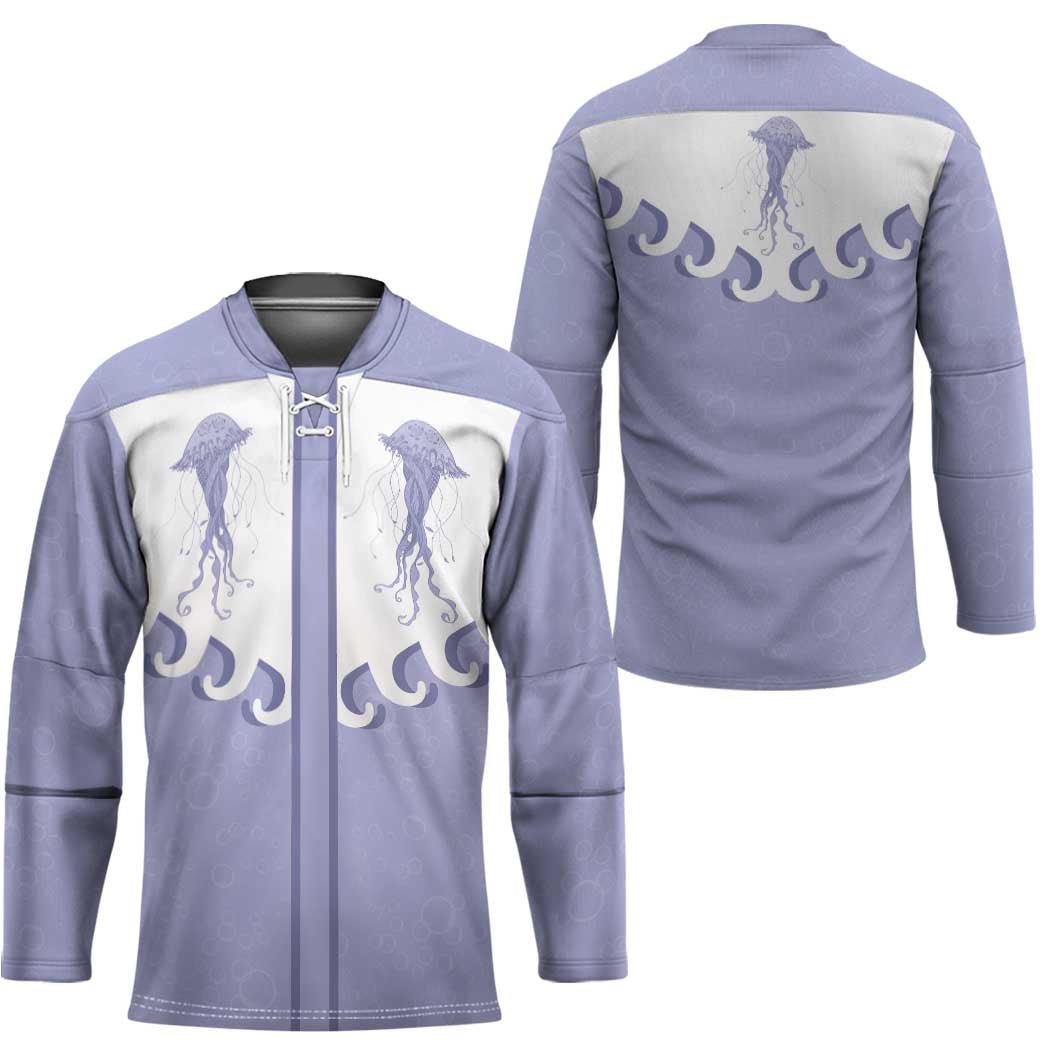 Western Yoke Hockey Jersey Jellyfish And Water Bubbles Cowboy Style - Wonder Print Shop
