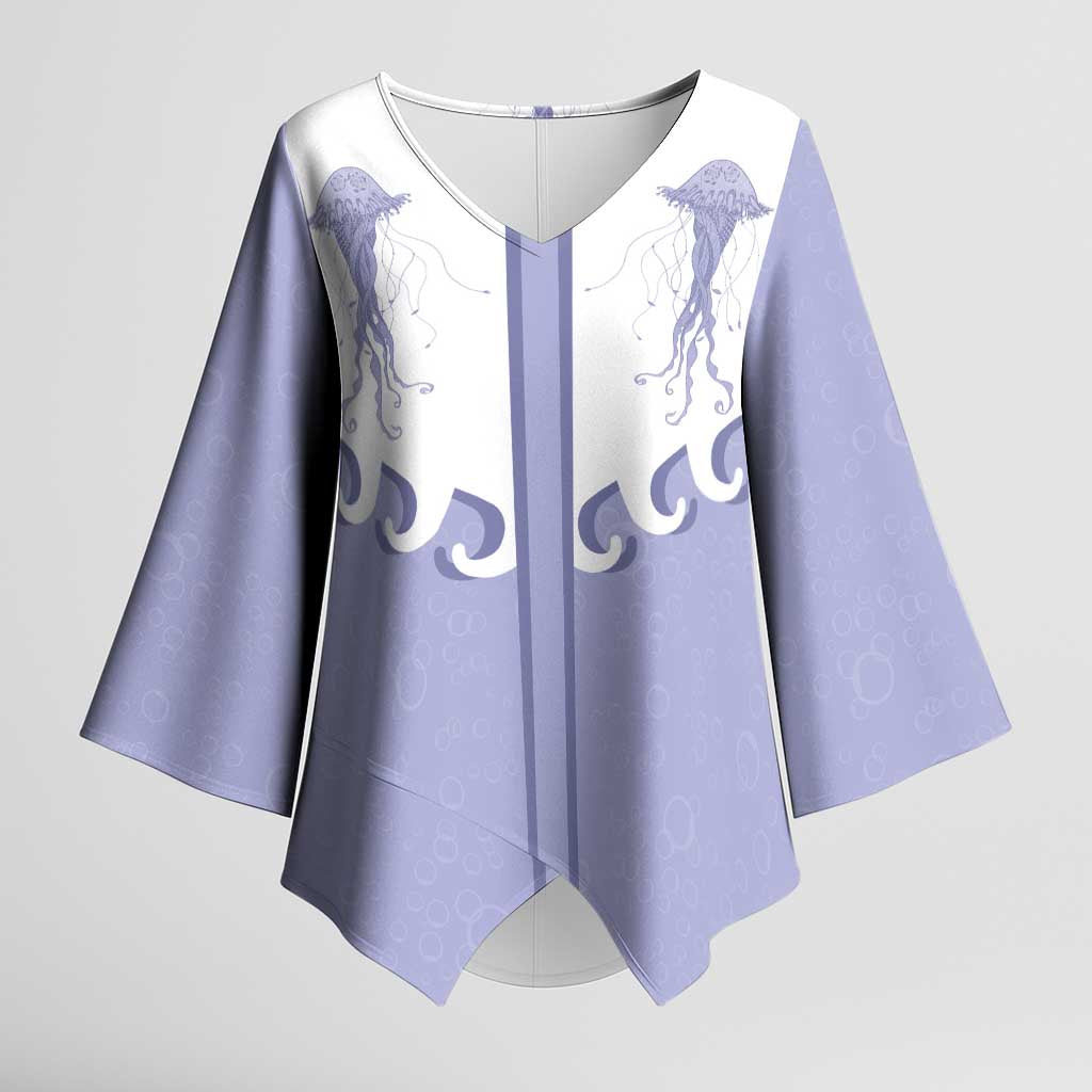 Western Yoke Kimono Sleeve Blouse Jellyfish And Water Bubbles Cowboy Style - Wonder Print Shop