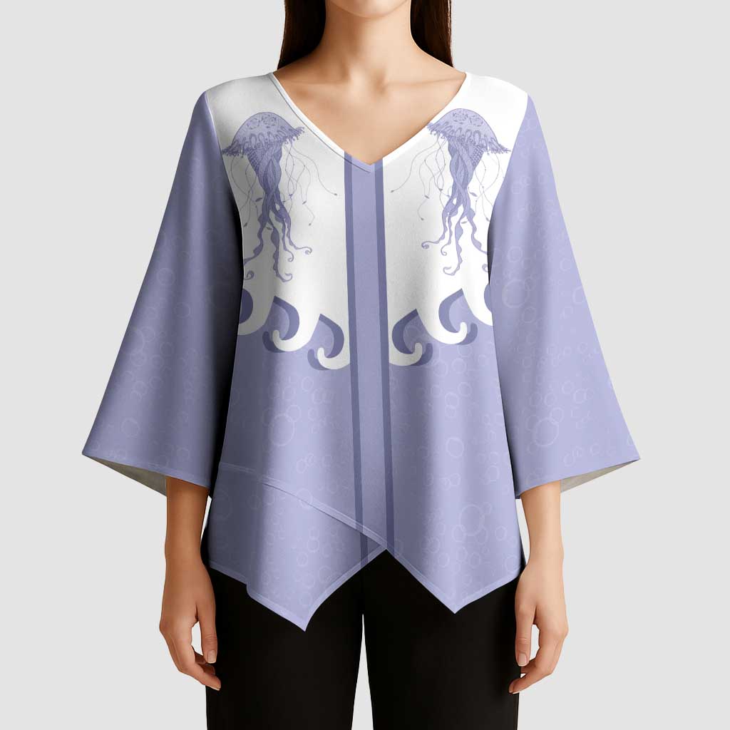 Western Yoke Kimono Sleeve Blouse Jellyfish And Water Bubbles Cowboy Style - Wonder Print Shop