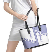 Western Yoke Leather Tote Bag Jellyfish And Water Bubbles Cowboy Style - Wonder Print Shop
