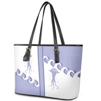 Western Yoke Leather Tote Bag Jellyfish And Water Bubbles Cowboy Style - Wonder Print Shop