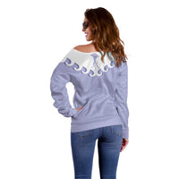Western Yoke Off Shoulder Sweater Jellyfish And Water Bubbles Cowboy Style - Wonder Print Shop