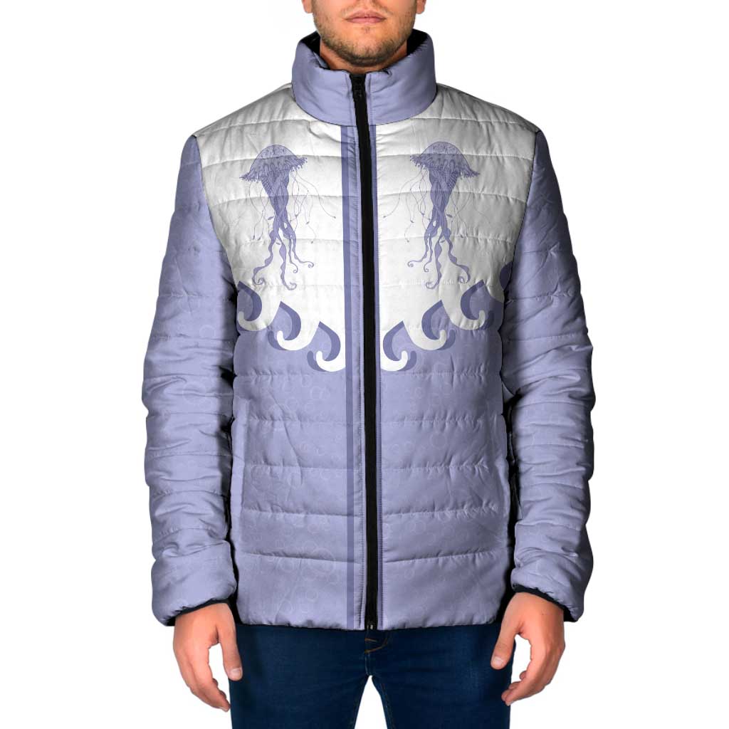 Western Yoke Padded Jacket Jellyfish And Water Bubbles Cowboy Style - Wonder Print Shop