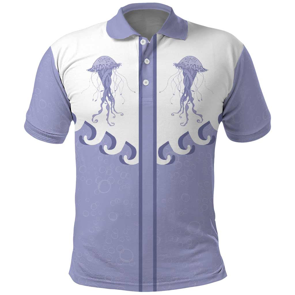 Western Yoke Polo Shirt Jellyfish And Water Bubbles Cowboy Style - Wonder Print Shop