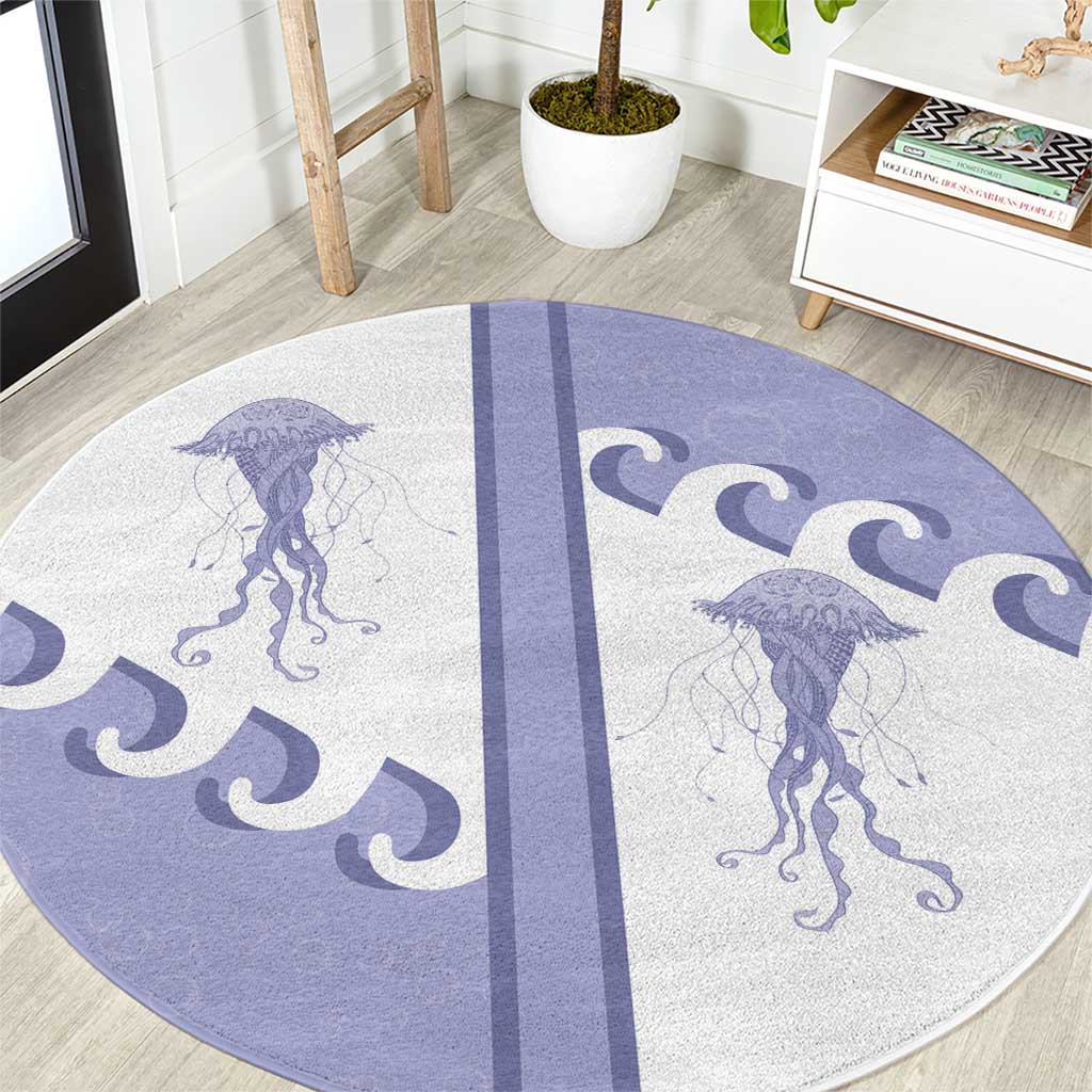 Western Yoke Round Carpet Jellyfish And Water Bubbles Cowboy Style - Wonder Print Shop