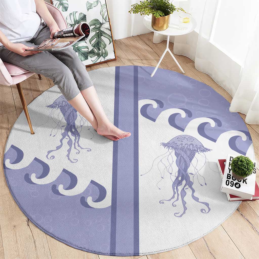 Western Yoke Round Carpet Jellyfish And Water Bubbles Cowboy Style - Wonder Print Shop