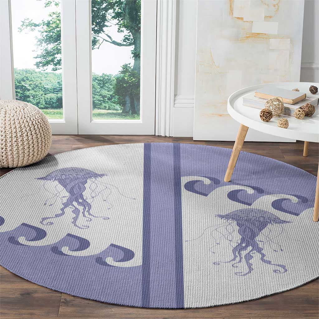 Western Yoke Round Carpet Jellyfish And Water Bubbles Cowboy Style - Wonder Print Shop
