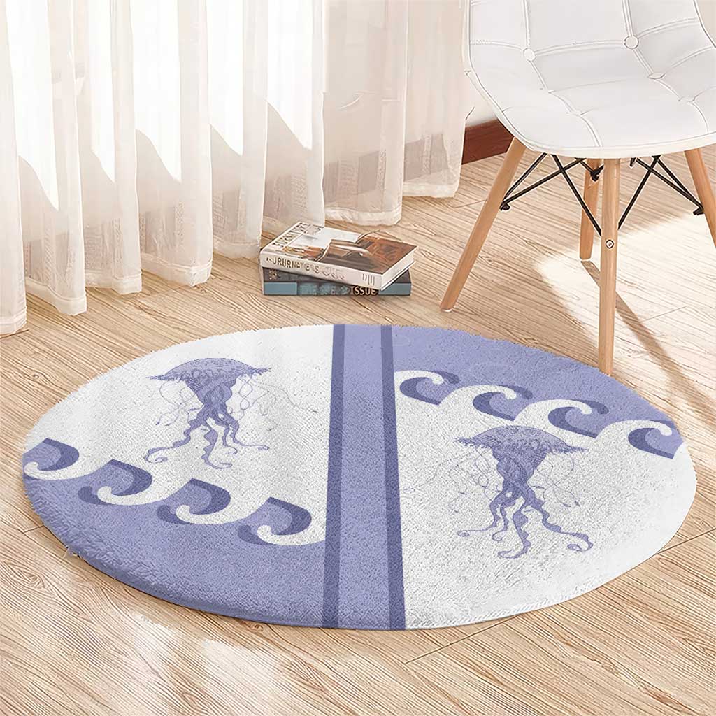 Western Yoke Round Carpet Jellyfish And Water Bubbles Cowboy Style - Wonder Print Shop