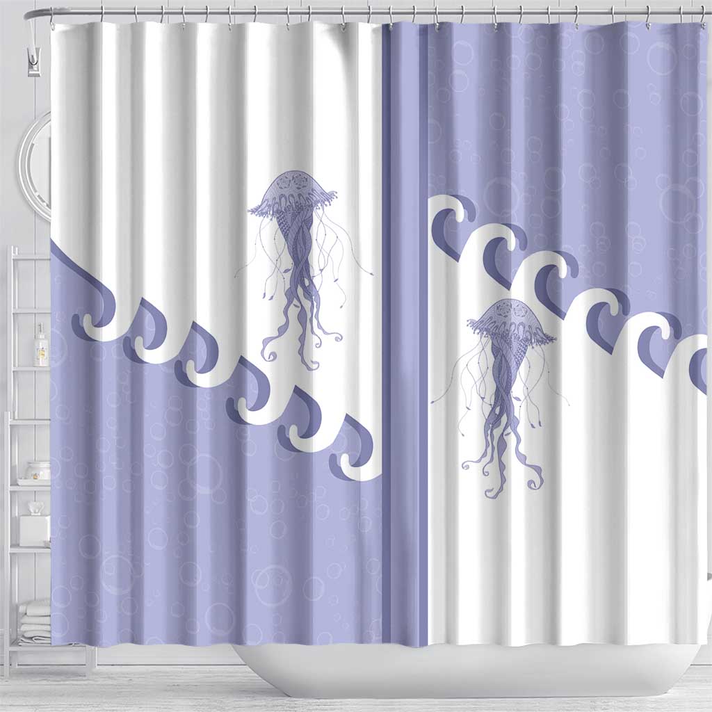 Western Yoke Shower Curtain Jellyfish And Water Bubbles Cowboy Style - Wonder Print Shop