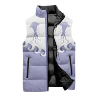 Western Yoke Sleeveless Puffer Jacket Jellyfish And Water Bubbles Cowboy Style - Wonder Print Shop