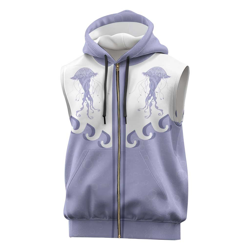 Western Yoke Sleeveless Zip Hoodie Jellyfish And Water Bubbles Cowboy Style - Wonder Print Shop
