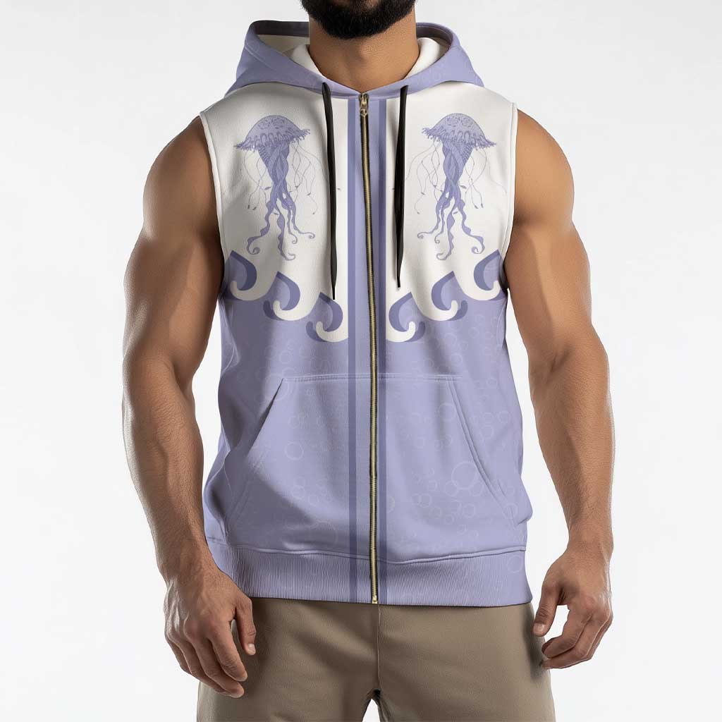 Western Yoke Sleeveless Zip Hoodie Jellyfish And Water Bubbles Cowboy Style - Wonder Print Shop
