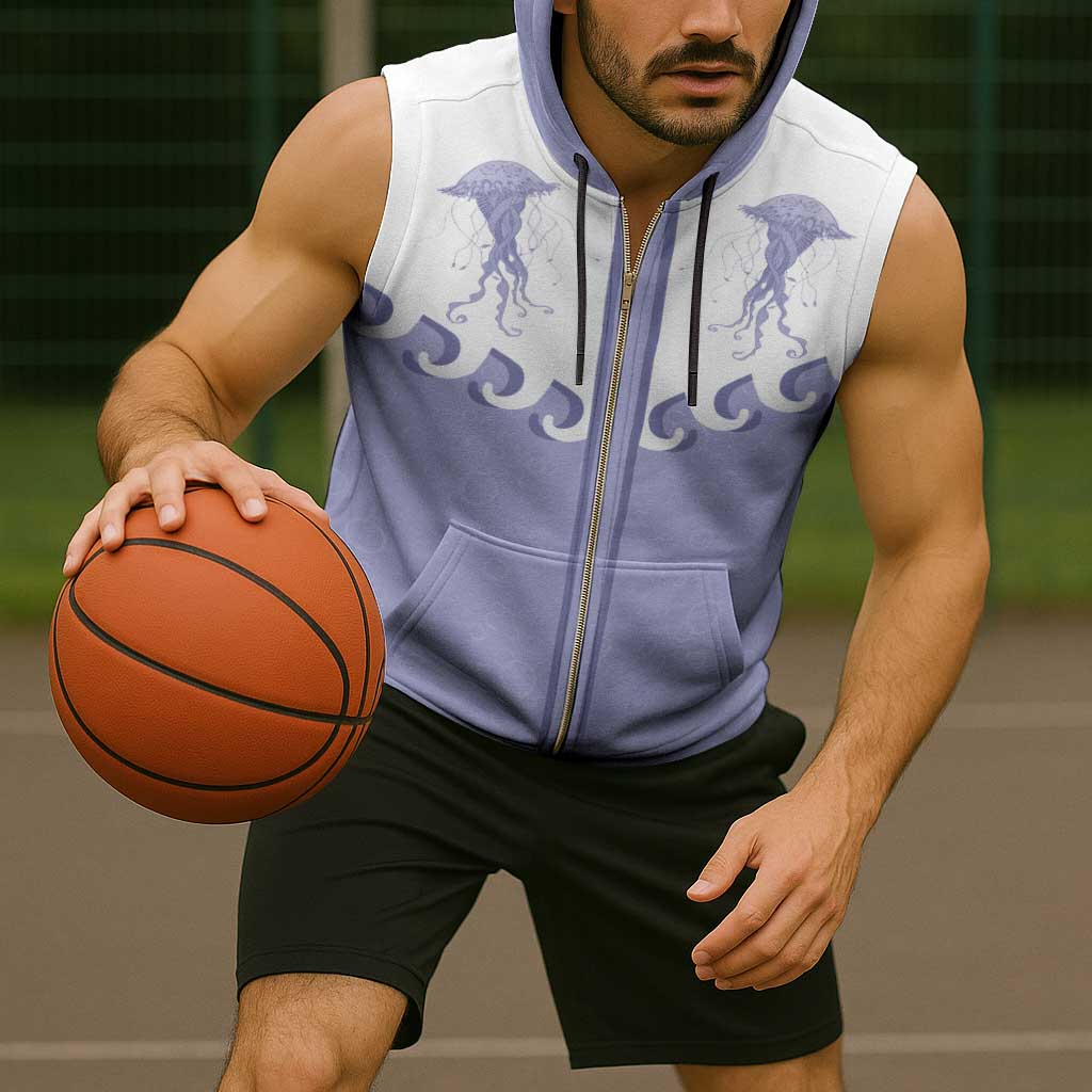 Western Yoke Sleeveless Zip Hoodie Jellyfish And Water Bubbles Cowboy Style - Wonder Print Shop