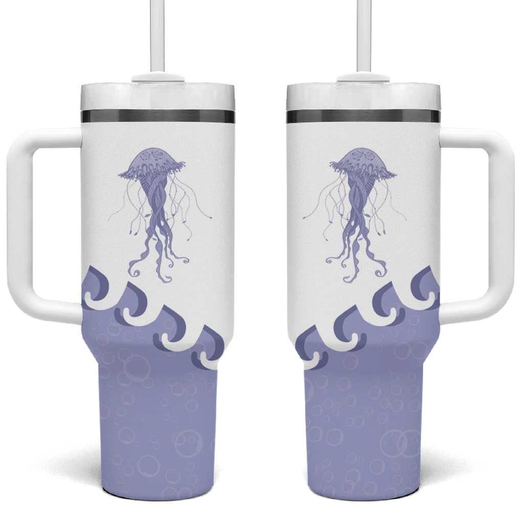 Western Yoke Tumbler With Handle Jellyfish And Water Bubbles Cowboy Style - Wonder Print Shop