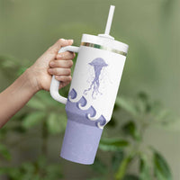 Western Yoke Tumbler With Handle Jellyfish And Water Bubbles Cowboy Style - Wonder Print Shop
