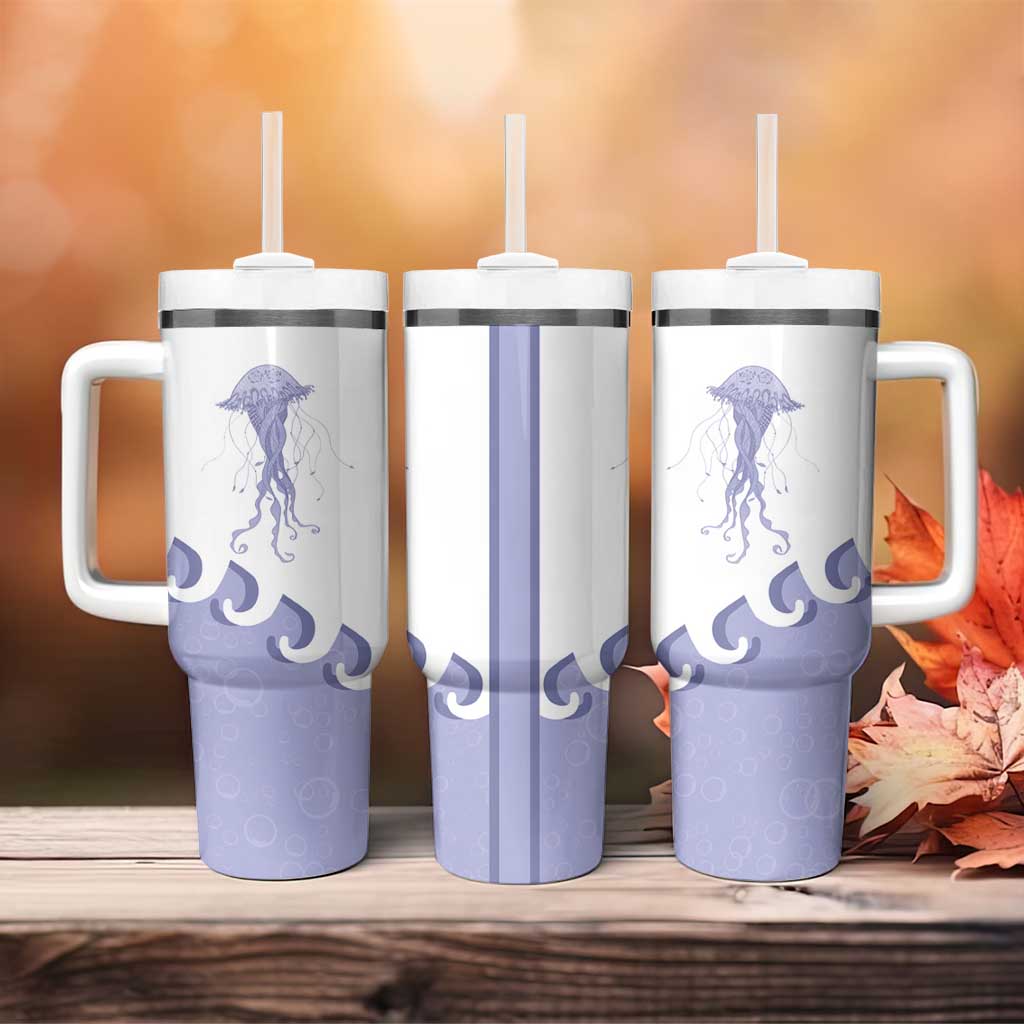 Western Yoke Tumbler With Handle Jellyfish And Water Bubbles Cowboy Style - Wonder Print Shop