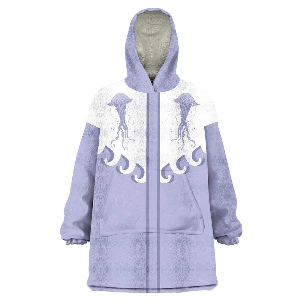 Western Yoke Wearable Blanket Hoodie Jellyfish And Water Bubbles Cowboy Style - Wonder Print Shop