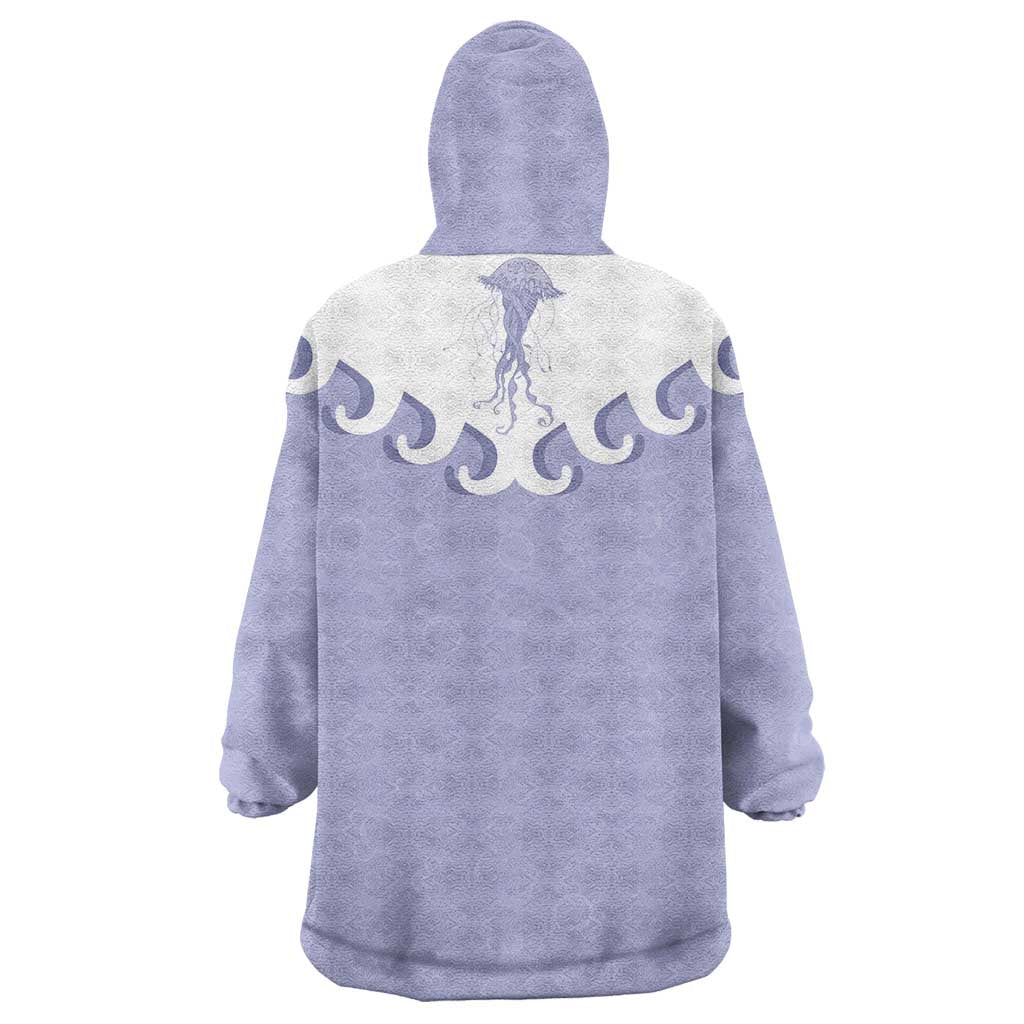 Western Yoke Wearable Blanket Hoodie Jellyfish And Water Bubbles Cowboy Style - Wonder Print Shop