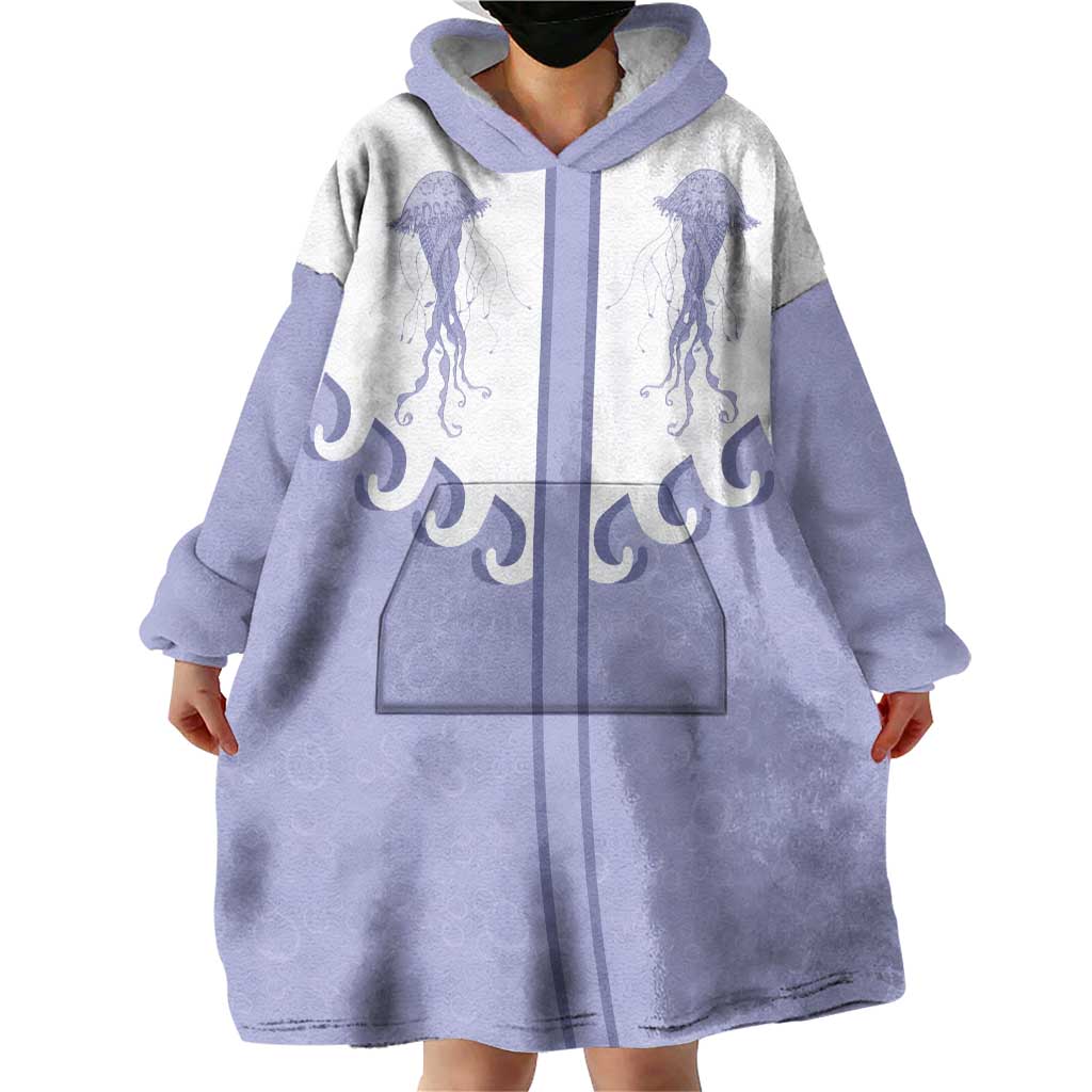 Western Yoke Wearable Blanket Hoodie Jellyfish And Water Bubbles Cowboy Style - Wonder Print Shop