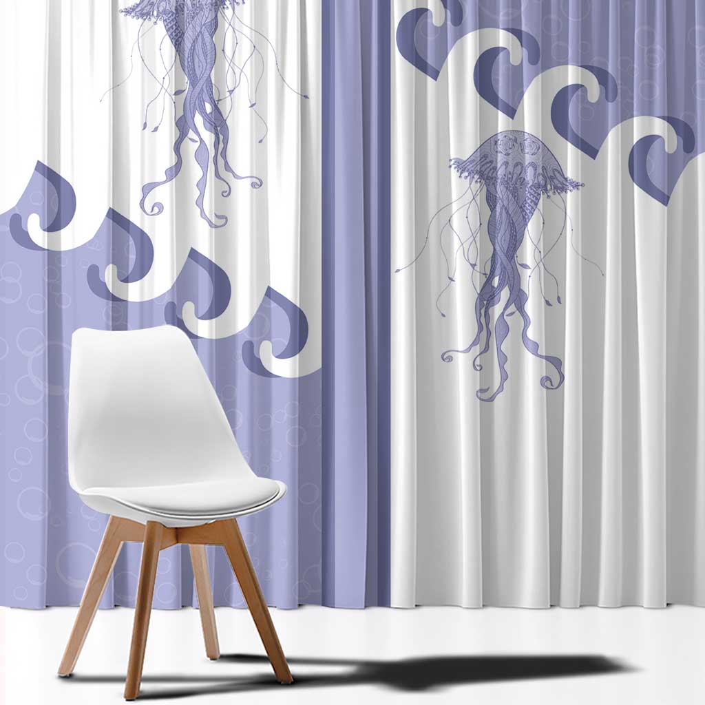 Western Yoke Window Curtain Jellyfish And Water Bubbles Cowboy Style - Wonder Print Shop
