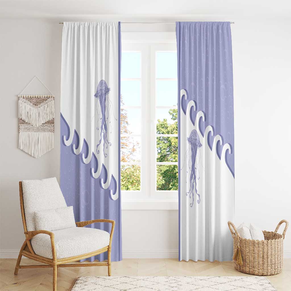 Western Yoke Window Curtain Jellyfish And Water Bubbles Cowboy Style - Wonder Print Shop